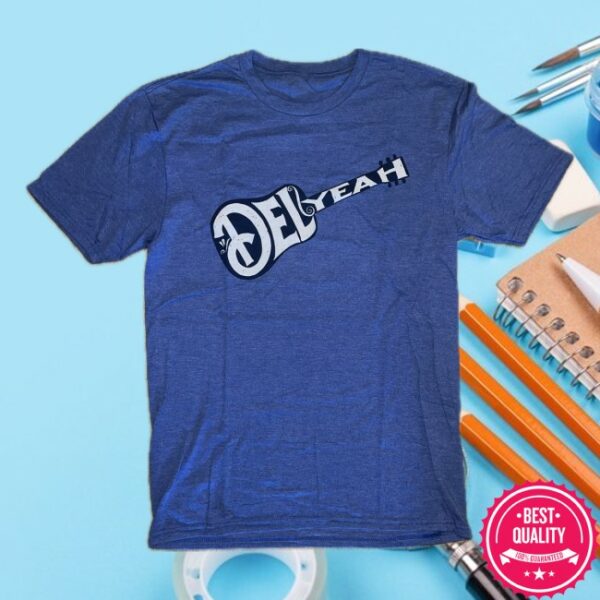 Del Mccoury Band Store Merch Blue Del Yeah Shirt With White Lettering Shirt