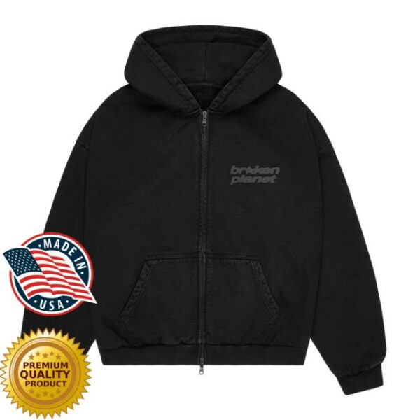 Broken Planet Merch Store Star Logo Zip-Up Hoodie Black