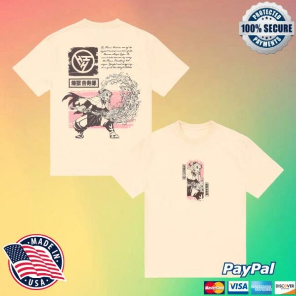 Hypland Merch Store Demon Slayer Flame Hashira Shirt Cream