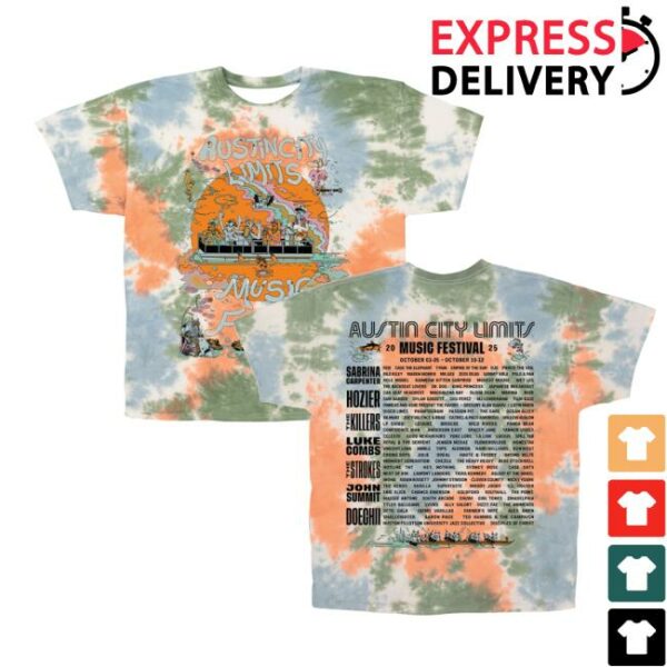 Aclfestival Store Merch Poster Tie Dye Lineup Tee