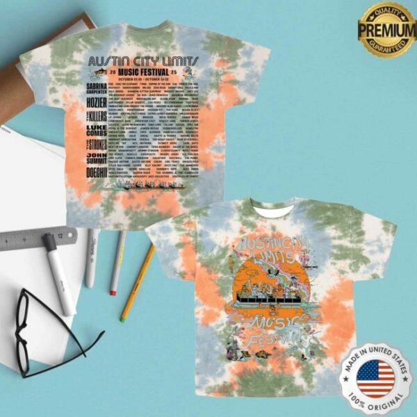 Acl Festival Merch Store Poster Tie Dye Lineup Tee