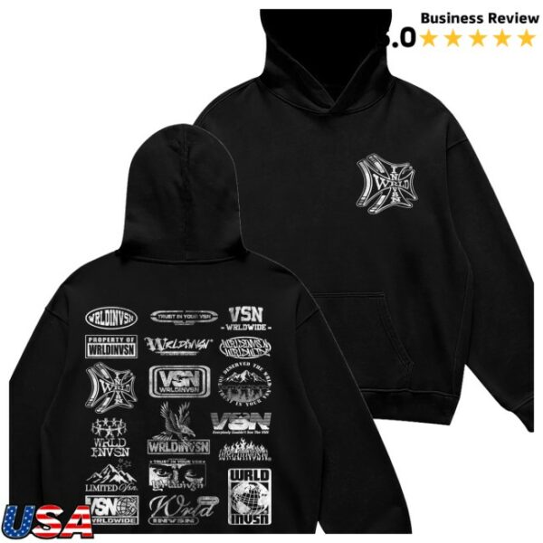Wrldinvsn Store Merch Sponsor Black White Hoodie