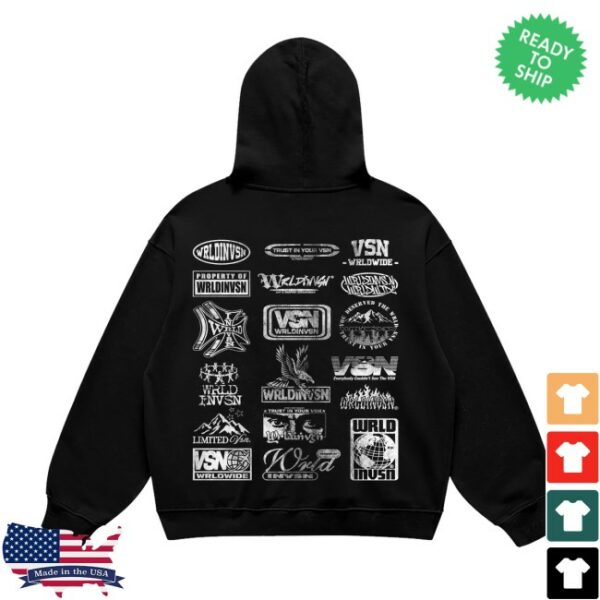 Wrldinvsn Store Merch Sponsor Black White Hoodie