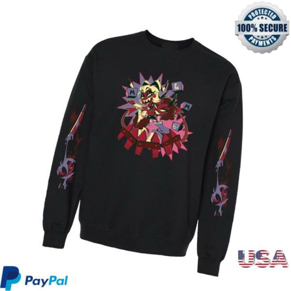 Sharkrobot Merch Store Moxxie And Millie Halloween Slasher Crewneck Sweatshirt