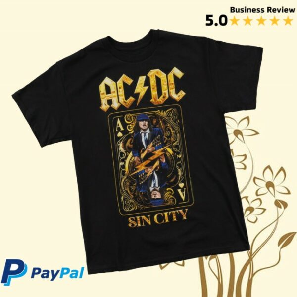Acdc Store Merch Pwr Up Sin City T-Shirt