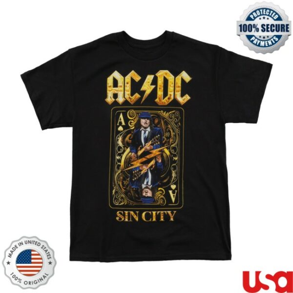 Acdc Store Merch Pwr Up Sin City T-Shirt