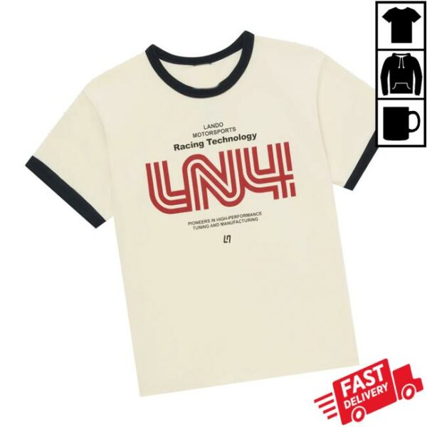 Lando Norris Merch Store Ringer Fitted Tee Vintage White