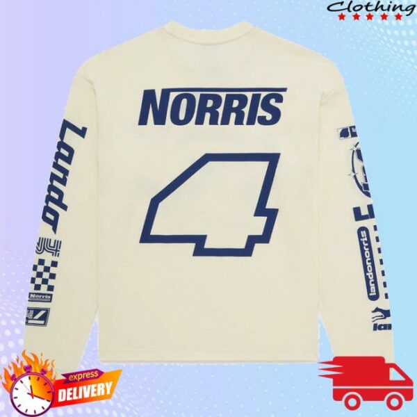 Lando Norris Merch Store Waffle Long Sleeve Tee Vintage White