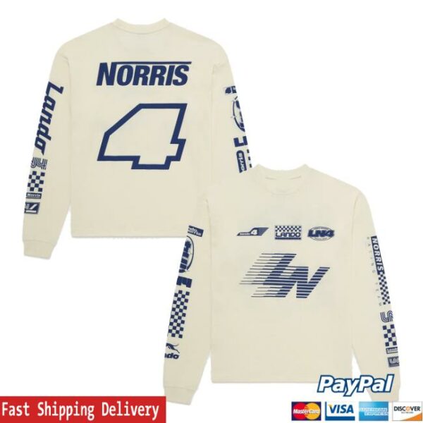 Lando Norris Merch Store Waffle Long Sleeve Tee Vintage White