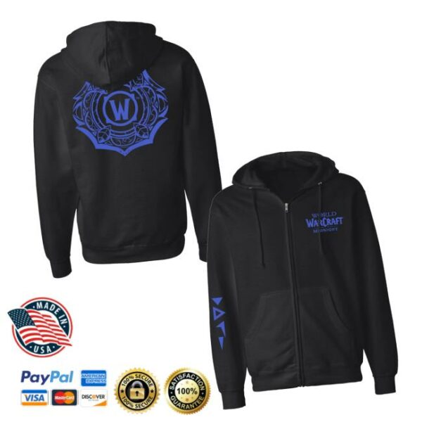 Blizzard Gear Merch Store World Of Warcraft Midnight Dark Heart Black Zip-Up Hoodie
