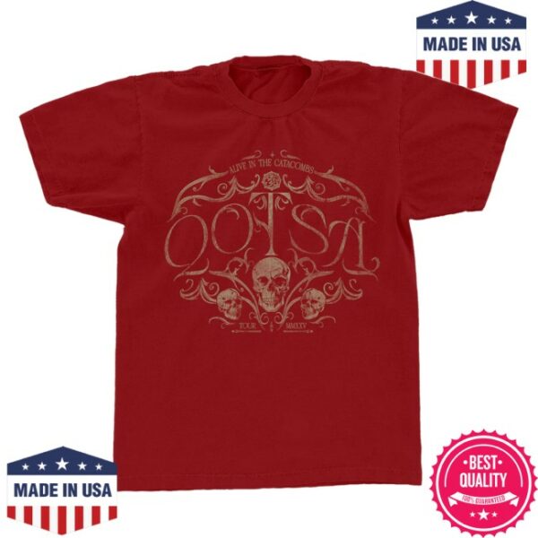 Queens Of The Stone Age Store Merch Alive In The Catacombs Skull T-Shirt