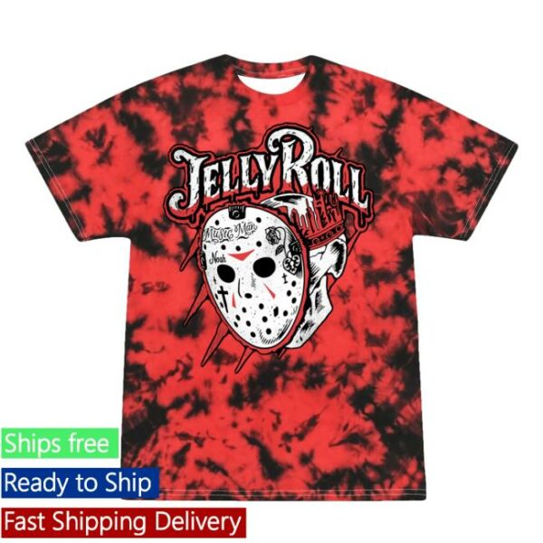 Jelly Roll Merch Store Red And Black Crystal Dye Jason T-Shirt