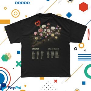 Lewis Capaldi Store Merch Black Flowers Dateback Tee