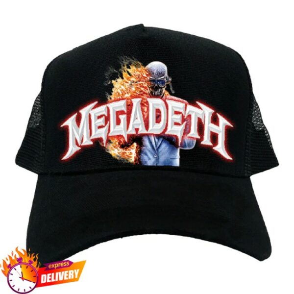 Megadeth Store Merch Megadeth Flame Vic Trucker Hat