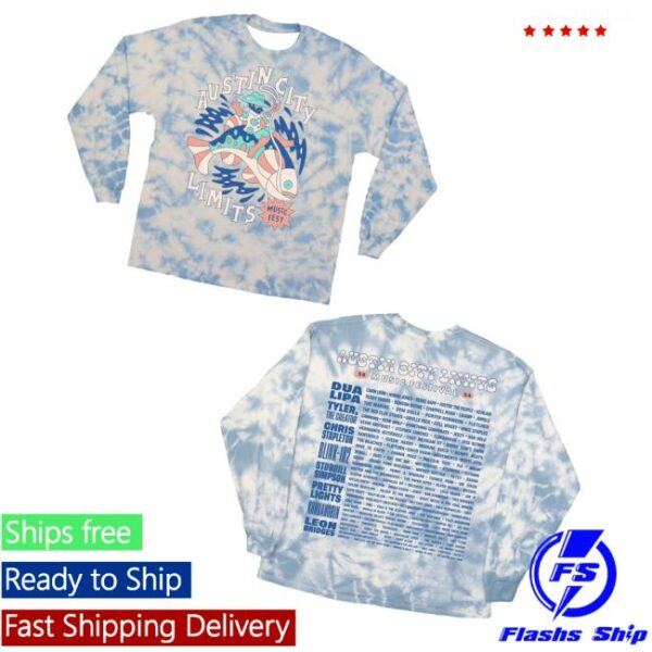 Aclfestival Store Merch Bucking Bass Tie Dye Lineup Longsleeve Tee