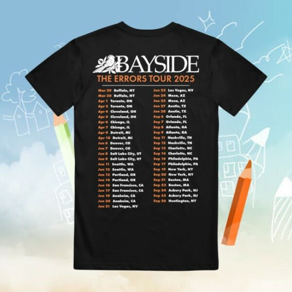 Bayside Store Merch Errors Tour 2025 Black T-Shirt