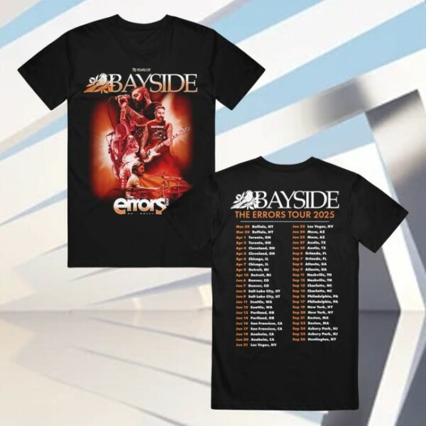 Bayside Store Merch Errors Tour 2025 Black T-Shirt