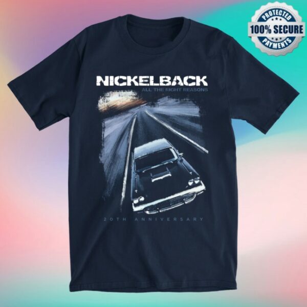 Nickelback Store Merch Atrr 20Th Anniversary Cover Navy Tee