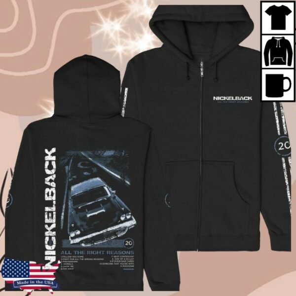 Nickelback Store Merch Atrr 20Th Anniversary Stripes Black Hoodie