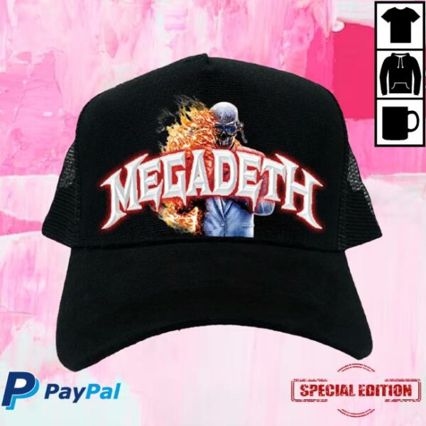 Megadeth Merch Store Megadeth Flame Vic Trucker Hat