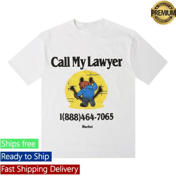 Denim Exchange Store Merch Market Studios Smiley Call My Lawyer Bear White Tee