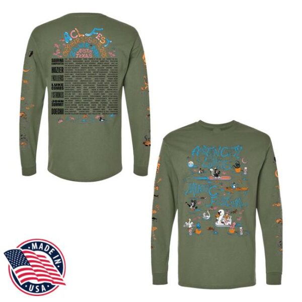 Acl Festival Merch Store Poster Lineup Long Sleeve Tee