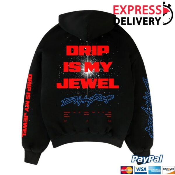 Drip By Rage Store Merch Drip Is My Jewel Blue Big Print Boxy Hoodie