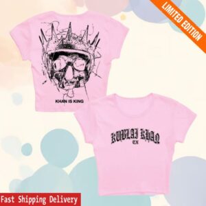 Rise Records Merch Store Kublai Khan Tx Khan Is King Pink Girl’s Cropped Baby T-Shirt