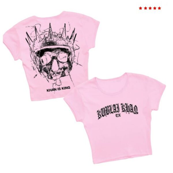 Rise Records Merch Store Kublai Khan Tx Khan Is King Pink Girl’s Cropped Baby T-Shirt