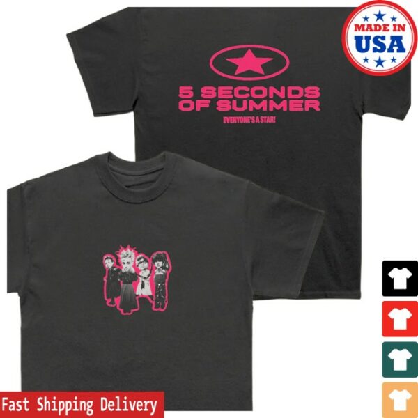 5 Seconds Of Summer Official Store Merch Everyone’s A Star Band Black T-Shirt
