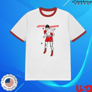 Joyce Manor Merch Store Boxer Tee On White Red Ringer