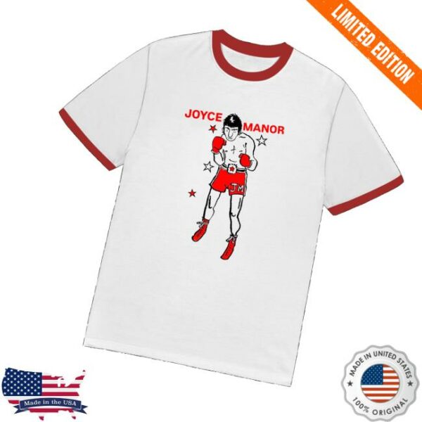 Joyce Manor Merch Store Boxer Tee On White Red Ringer