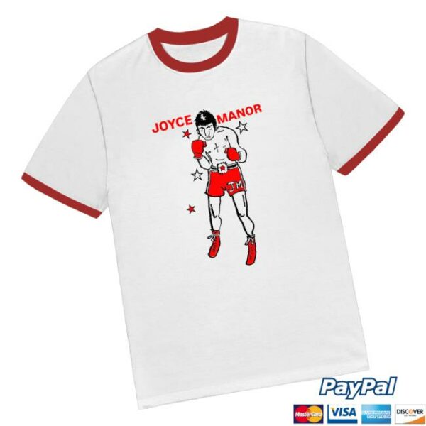 Joyce Manor Store Merch Boxer Tee On White Red Ringer