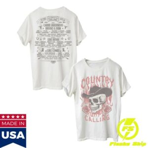 Country Calling Festival Merch Store Skull Roses Lineup Tee