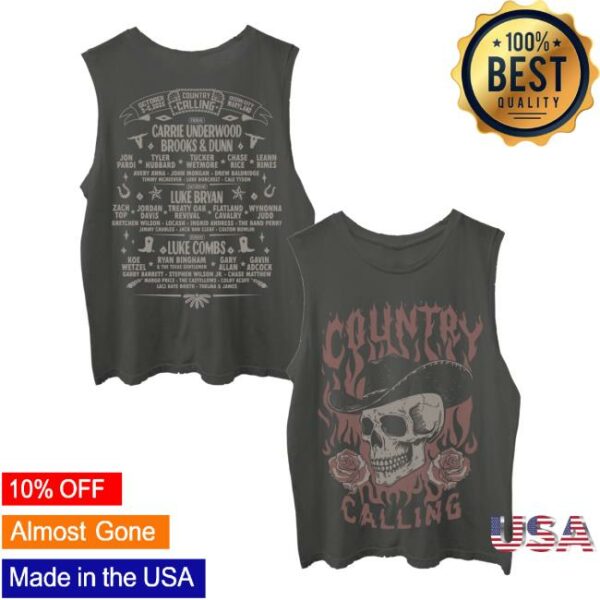 Country Calling Festival Merch Store Women’s Skull Rose Lineup Tank