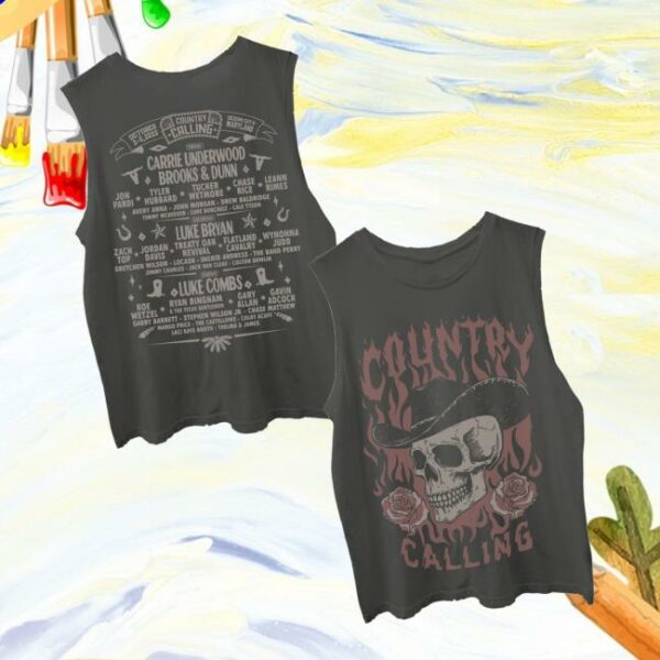 Country Calling Festival Merch Store Women’s Skull Rose Lineup Tank