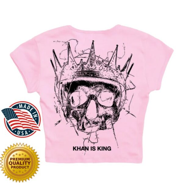 Rise Records Store Merch Kublai Khan Tx Khan Is King Pink Girl’s Cropped Baby T-Shirt
