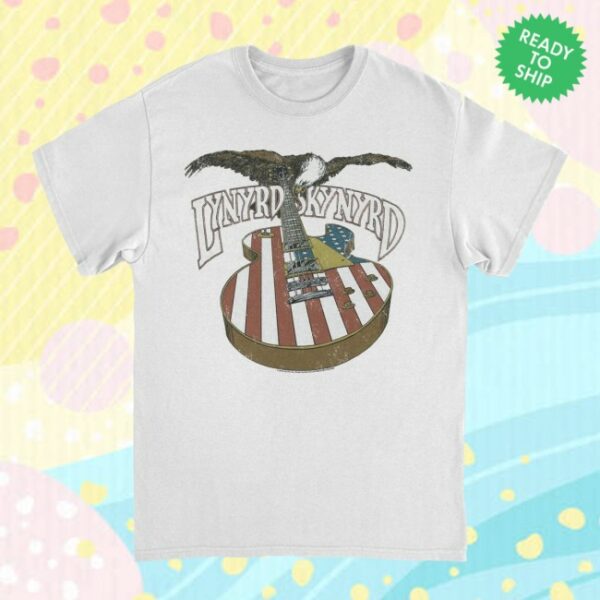 Merch Showroom Store Merch Lynyrd Skynyrd American Guitar And Eagle White T-Shirt