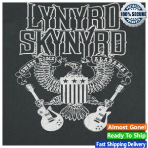 Merch Showroom Store Merch Lynyrd Skynyrd Guitars American Shield White Black T-Shirt
