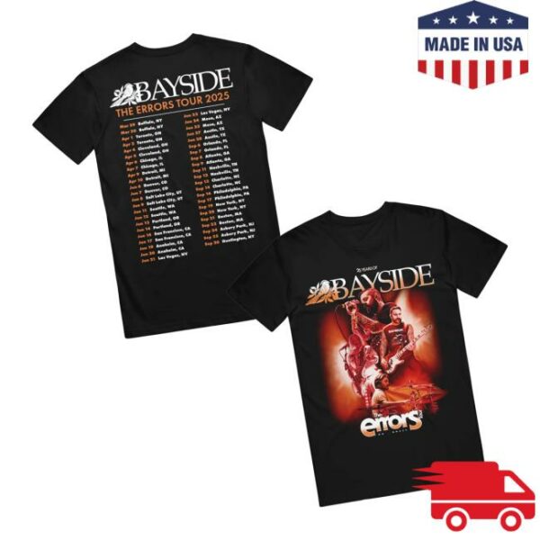 Bayside Merch Store Errors Tour 2025 Black T-Shirt