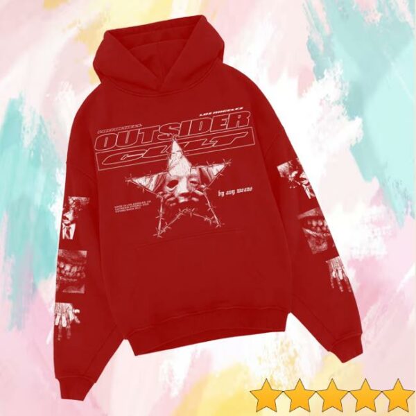 Outsider Apparel Merch Store Faceless Hoodie Vintage Red
