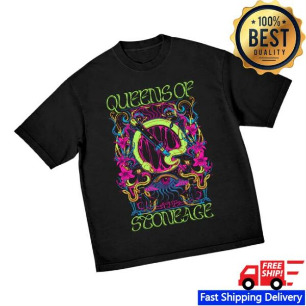 Qotsa Merch Store Glow Psychedelic Emblem T-Shirt