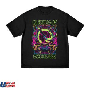 Qotsa Store Merch Glow Psychedelic Emblem T-Shirt