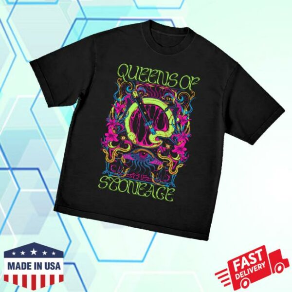 Qotsa Store Merch Glow Psychedelic Emblem T-Shirt