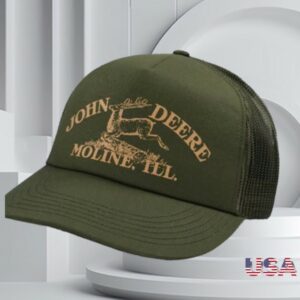 Topperzstore Store Merch John Deere Vintage Logo Dark Green Trucker Snapback Cap