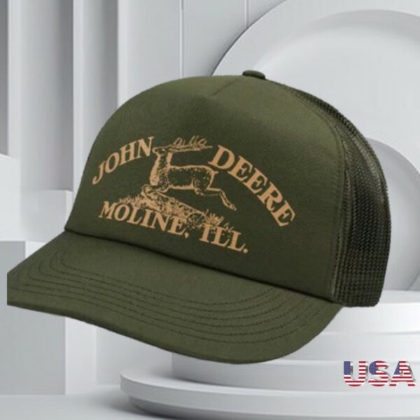 Topperzstore Store Merch John Deere Vintage Logo Dark Green Trucker Snapback Cap