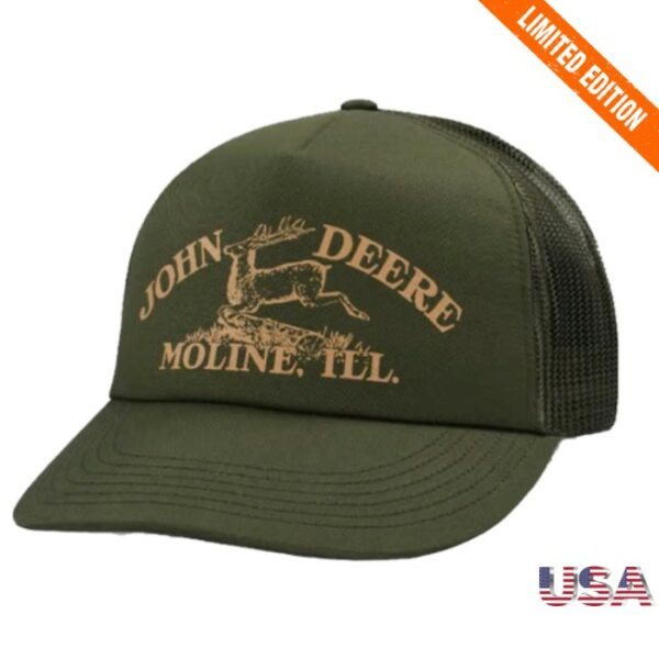 Topperzstore Store Merch John Deere Vintage Logo Dark Green Trucker Snapback Cap