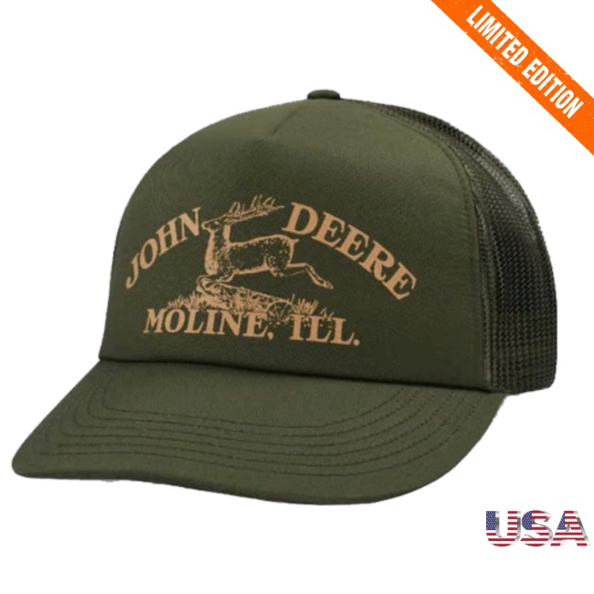 kenny Topperzstore Store Merch John Deere Vintage Logo Dark Green Trucker Snapback Cap