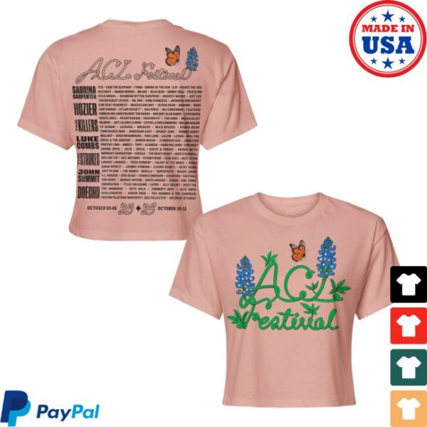 Acl Festival Merch Store Women’s Bluebonnet Lineup Crop Tee