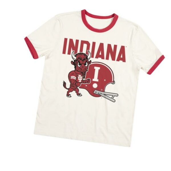 Iuhoosiers Shop Merch Indiana Hoosiers Bison And Helmet Ringer T-Shirt